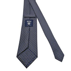 Hickey Freeman Silk Tie Gray Blue Purple Geometric Diamond Square Mens Necktie